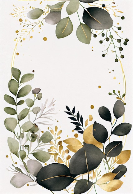 Watercolor floral illustration frame background with empty space Generative AI