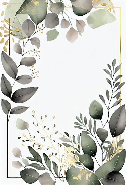 Watercolor floral illustration frame background with empty space Generative AI