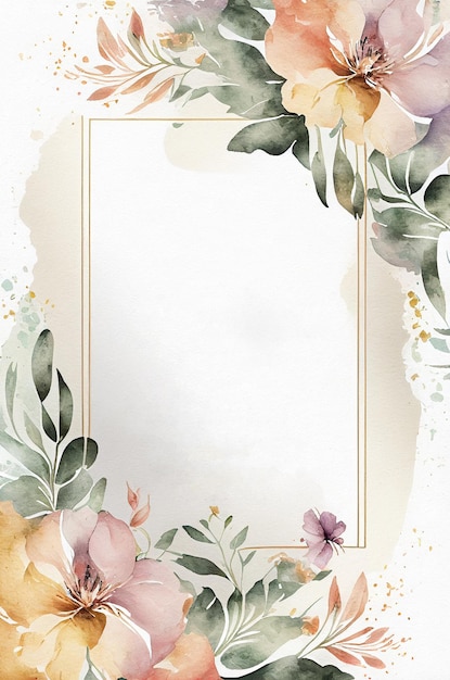 Watercolor Floral Invitation Card TemplateGenerative AI