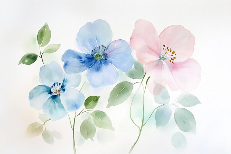Photo 수채화 꽃 그림