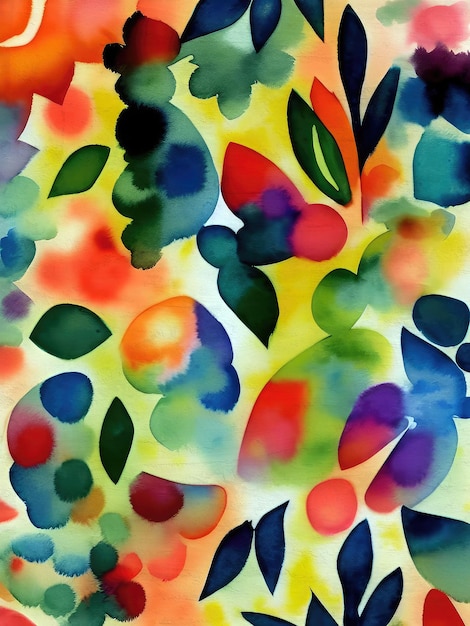 Foto motivo floreale dell'acquerello pittura foresta colorata