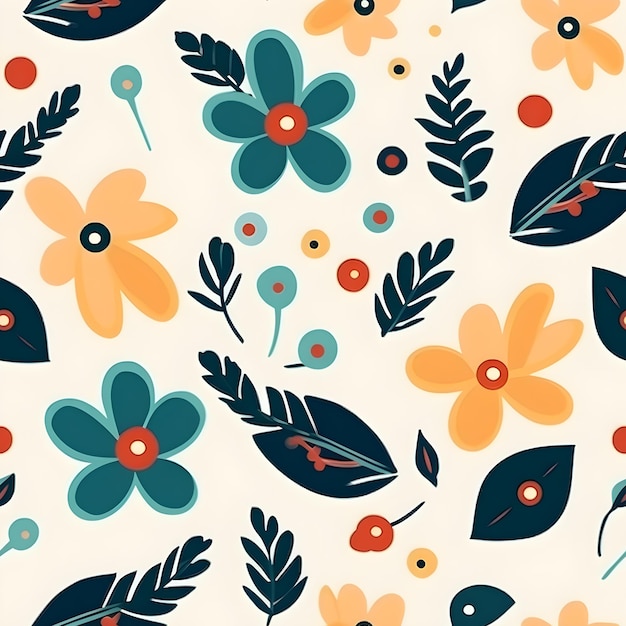 Watercolor floral pattern design seamless summer flowers blooming pattern