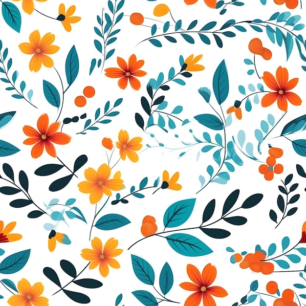 Watercolor floral pattern design seamless summer flowers blooming pattern