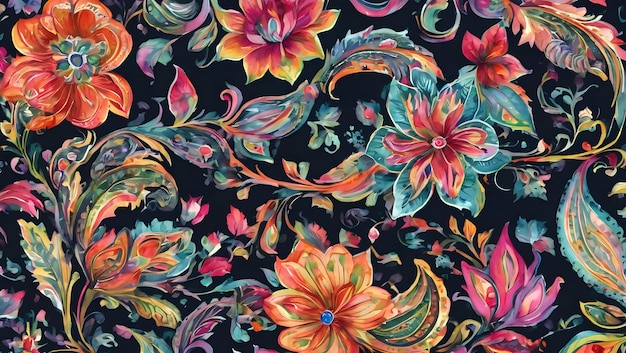 수채화 꽃 패턴 페이슬리 패턴