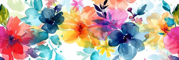 Photo watercolor floral pattern with a bright rainbow of colors bright and harmonious design