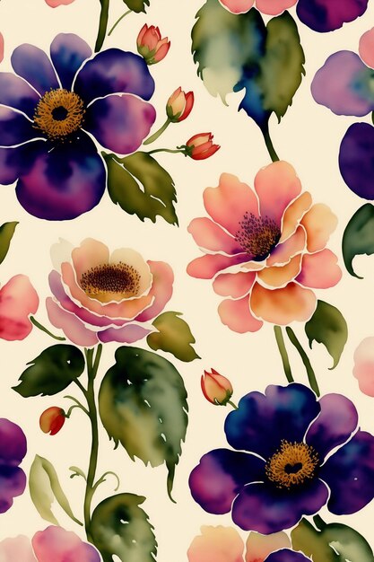 Photo watercolor floral pattern