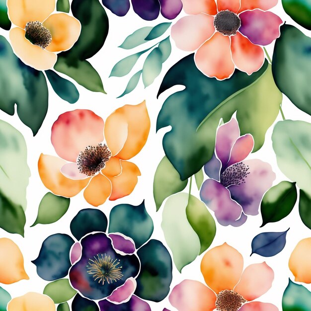 Photo watercolor floral pattern