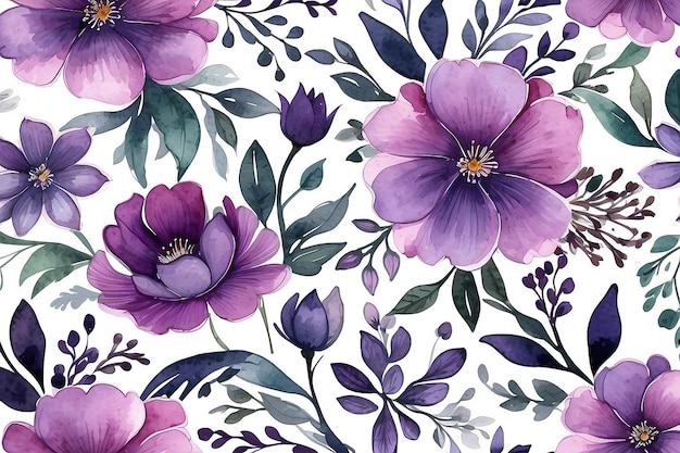 Watercolor floral texture with purple details