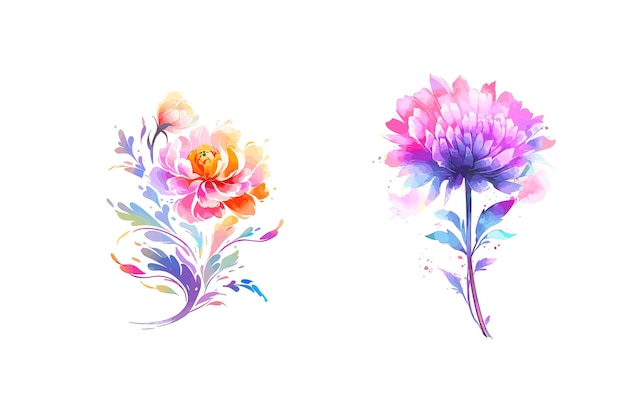 水彩花のベクトルのデザイン