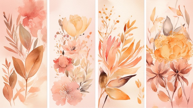 Watercolor floral wallpaper background in pastel colors Generative AI