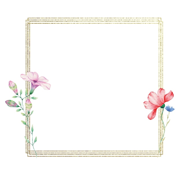 Photo watercolor floral wedding frame illustration