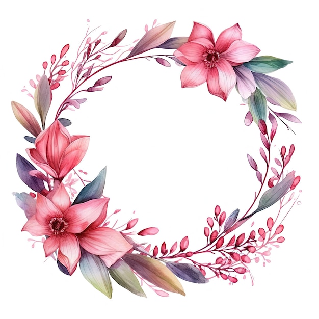 Watercolor floral wreath Illustration AI Generative