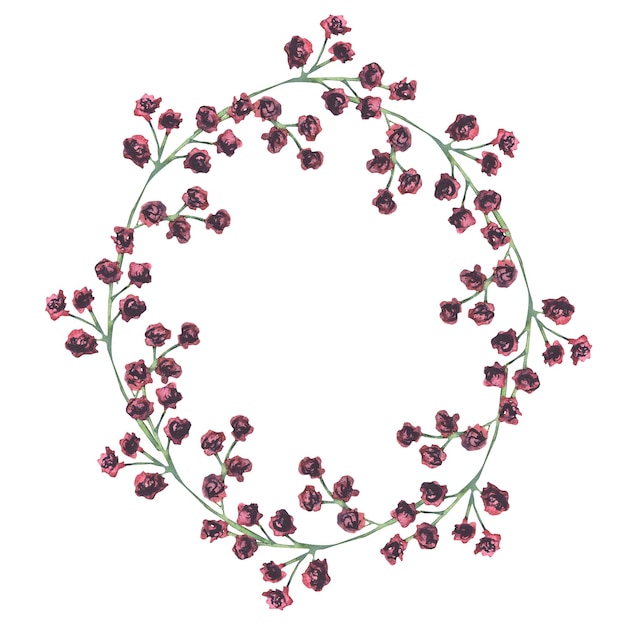 Watercolor floral wreath isolated on white background Natural hand painted design object