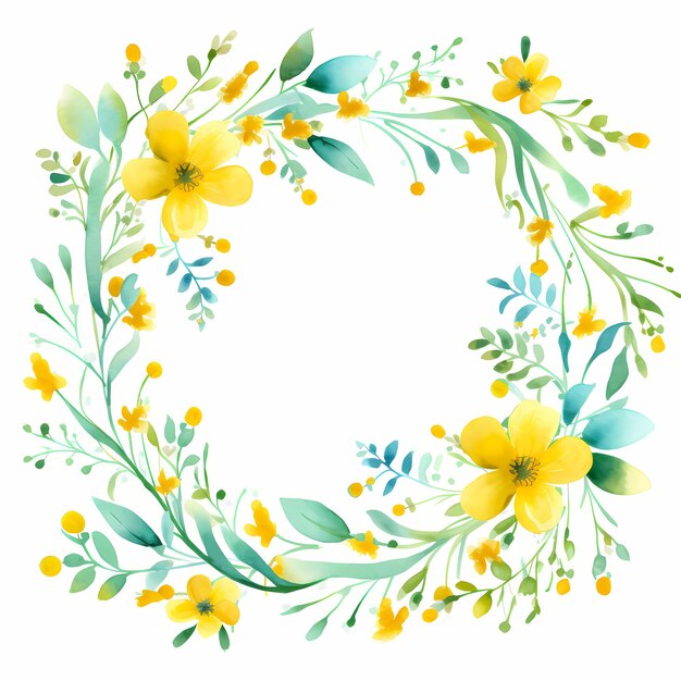 Photo watercolor_floral_wreath_on_white_background