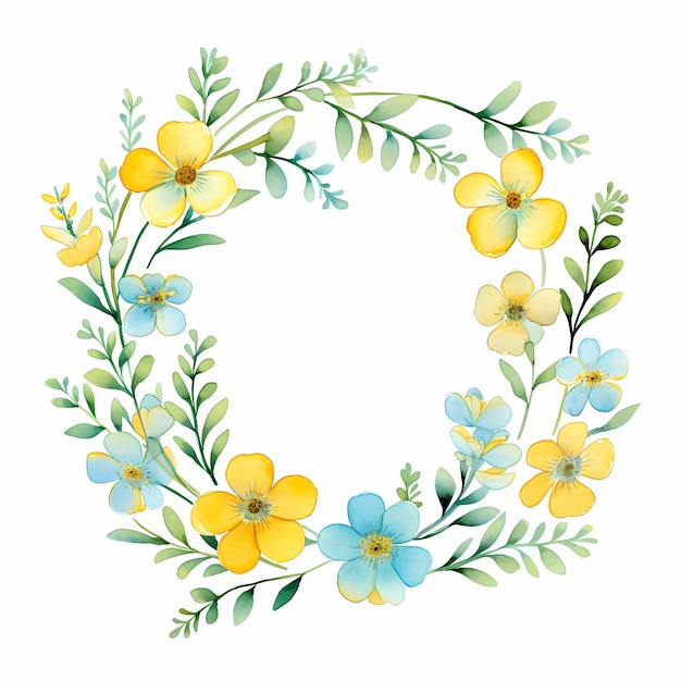 Watercolor_floral_wreath_on_white_background