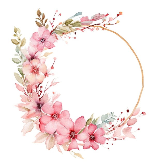 Photo watercolor florals arrange middle text on white background