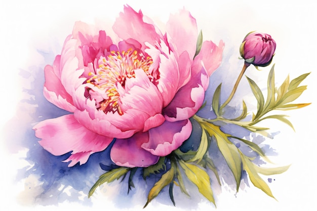 Photo watercolor flower art wallpaper ai generative