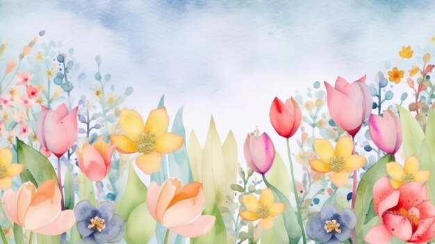 Photo watercolor flower background illustration ai generativexa