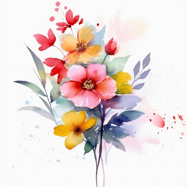 watercolor flower banquet on white background