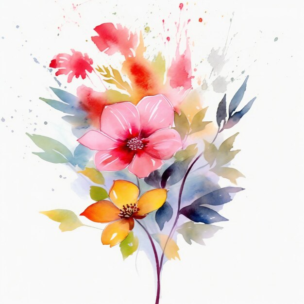 watercolor flower banquet on white background