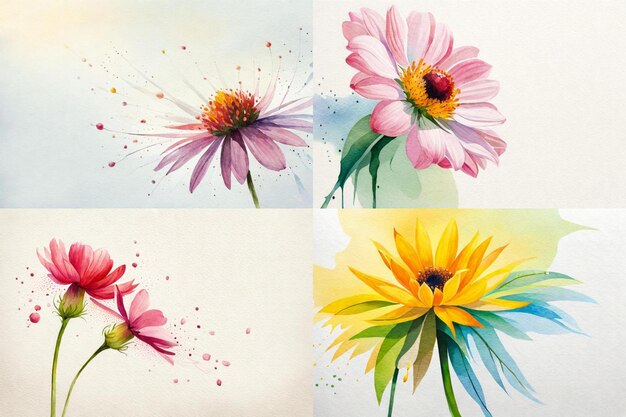 watercolor flower border background