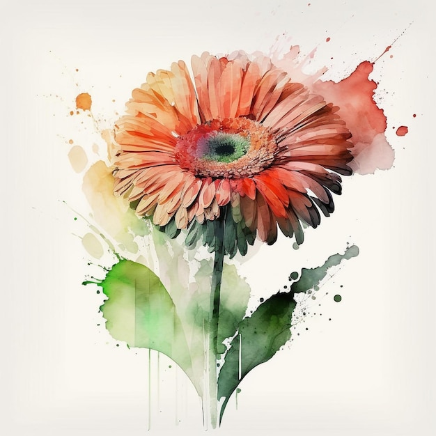 Watercolor Flower Floral Abstract Design White Background
