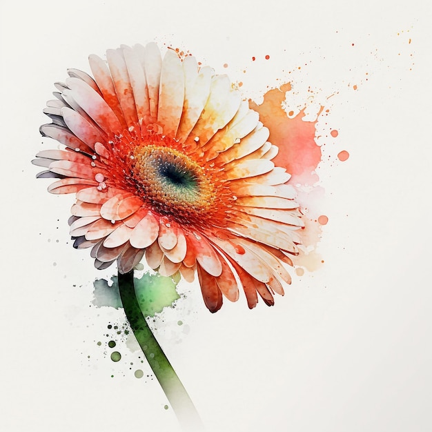 Watercolor Flower Floral Abstract Design White Background