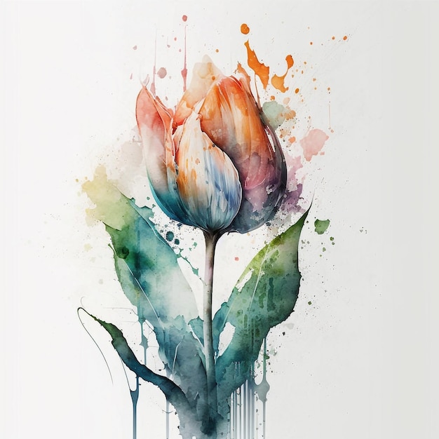 Photo watercolor flower floral abstract design white background