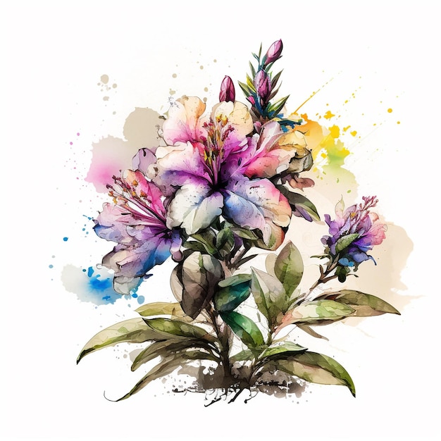水彩画の花の花の抽象的なデザイン ホワイト バック グラウンド