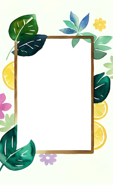 Watercolor Flower Frame with Splattered Gradients Background