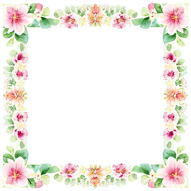 Watercolor flower frame