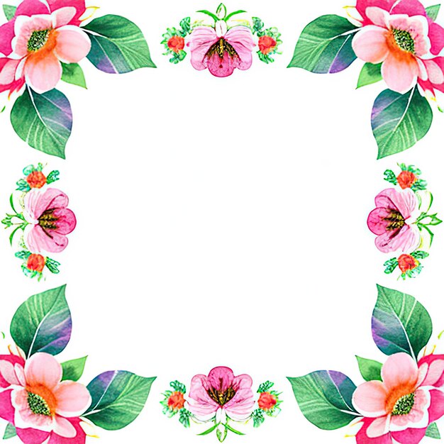 Watercolor flower frame