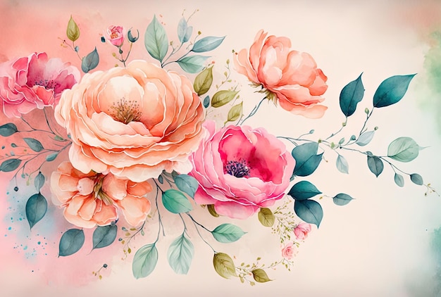수채화 꽃 그림 배경