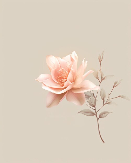 Watercolor flower isolated on pastel background Generative AI illustration copy space