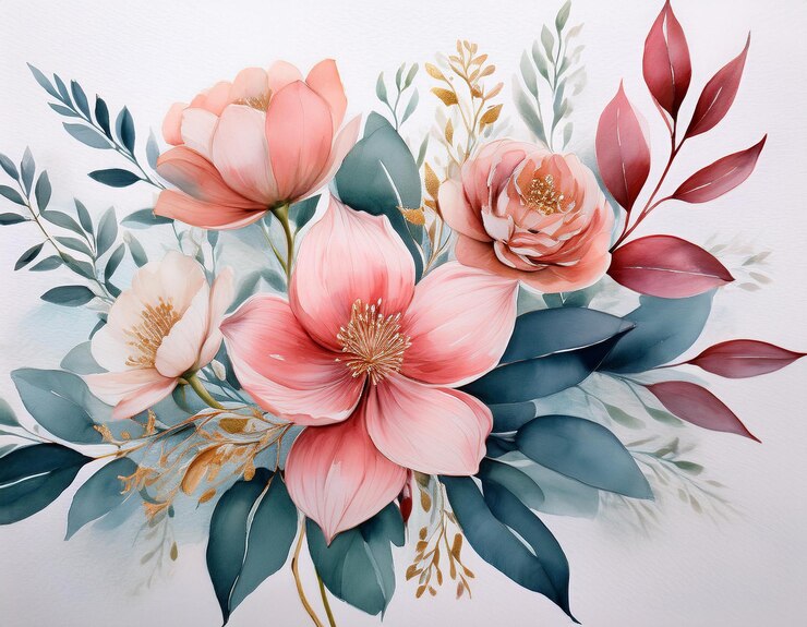 Watercolor Flower Painting on canvas