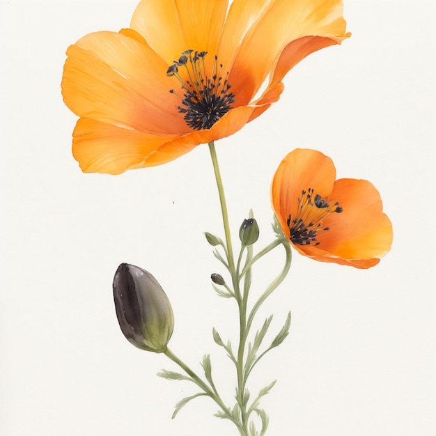 акварельная цветочная картина с белым фоном