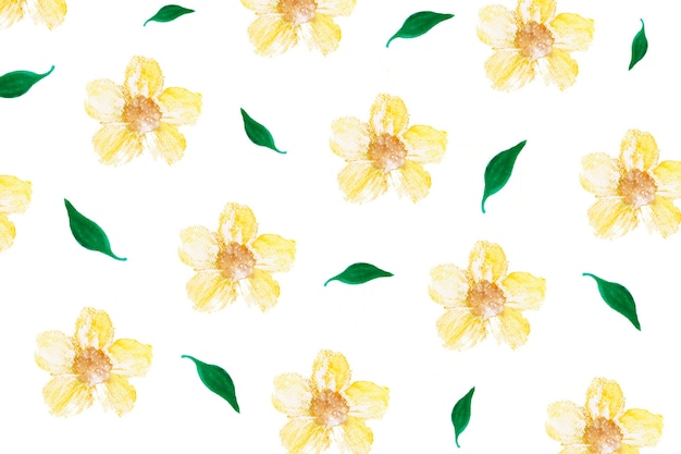 Watercolor flower pattern on white