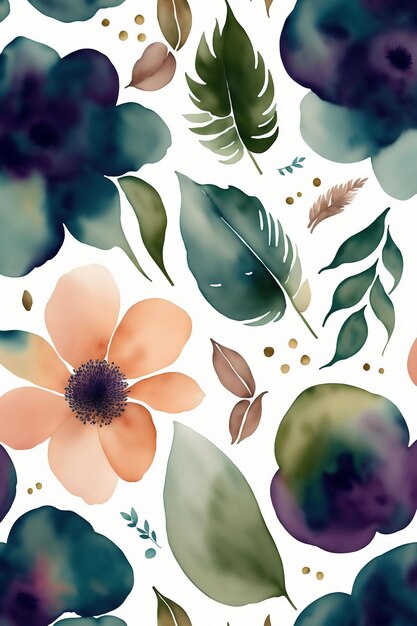 Photo watercolor flower pattern