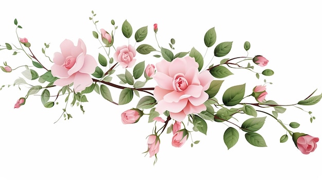 Foto acquerello fiore rose elementi naturali floreali ramo floreale decorazione floreale di matrimonio