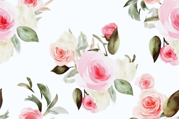 Watercolor Flower Seamless Pattern Ai generative