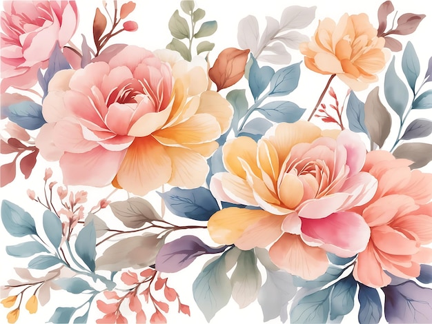 Watercolor flower seamless pattern generated ai