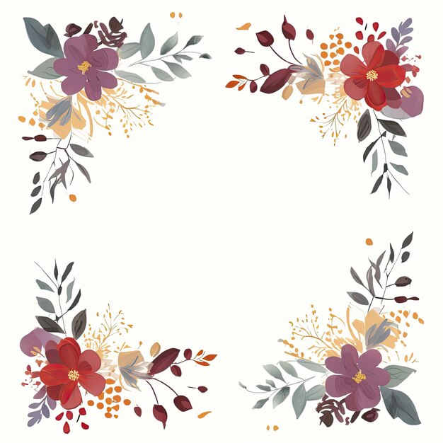 Photo watercolor flower text space wreaths minimalist floral border art fall flower arrangement wreath