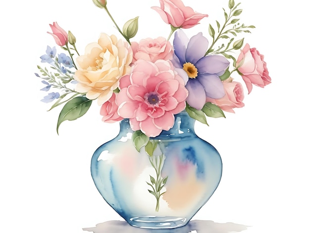 Watercolor flower in a vase arrangement decoration wallpaper background illustrations