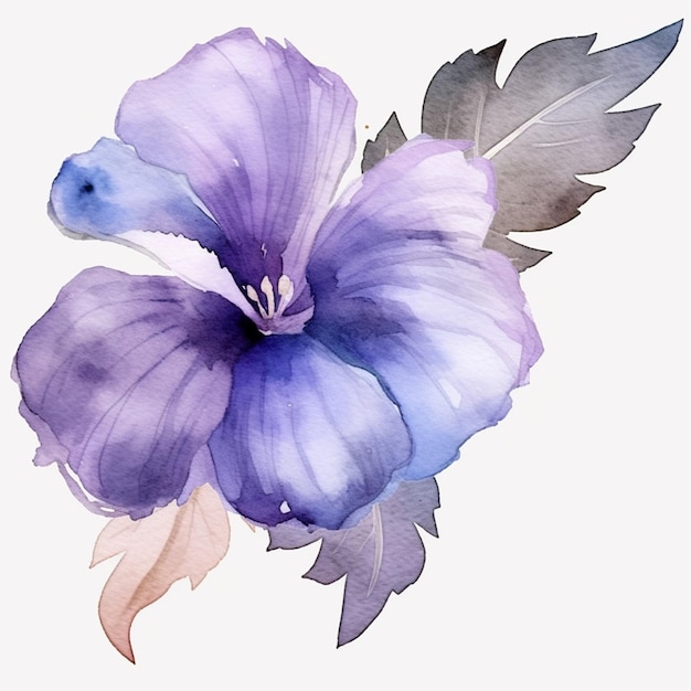 Watercolor flower with a feather.