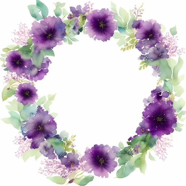 Photo watercolor flower wreath template for greeting cards invitations and more