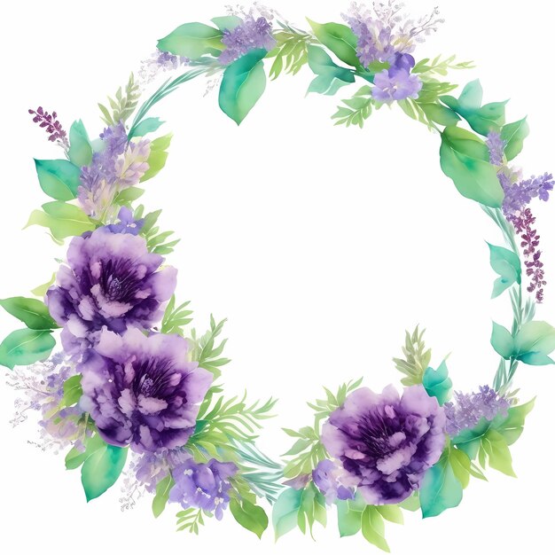 Watercolor Flower Wreath Template for Greeting Cards Invitations and More