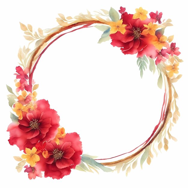 Watercolor Flower Wreath Template for Greeting Cards Invitations and More