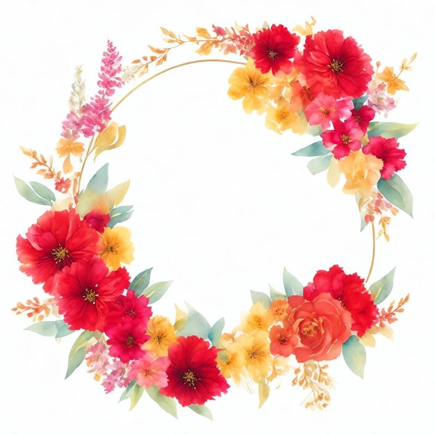 Watercolor Flower Wreath Template for Greeting Cards Invitations and More