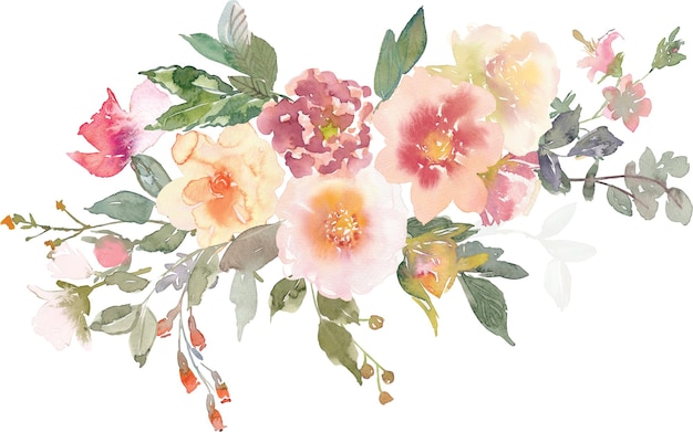 수채화 꽃 배열