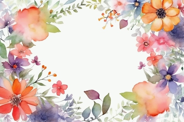 Watercolor Flowers Background Ai generative